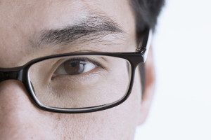Eye of Man in Glasses