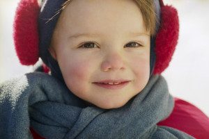 TipsfromTia.com Little Boy Wearing Scarf and Red Earmuffs
